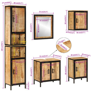 vidaXL Ensemble de meubles de salle de bain 5 pièces en fer et bois de manguier massif