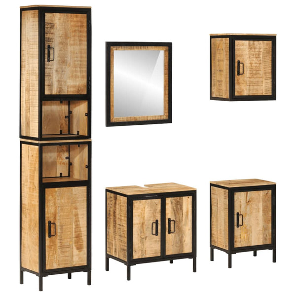 vidaXL Ensemble de meubles de salle de bain 5 pièces en fer et bois de manguier massif