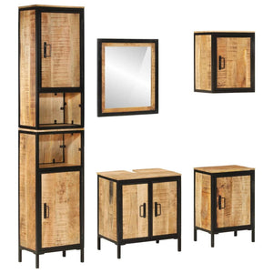 vidaXL Ensemble de meubles de salle de bain 5 pièces en fer et bois de manguier massif