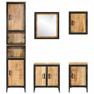 vidaXL Ensemble de meubles de salle de bain 5 pièces en fer et bois de manguier massif