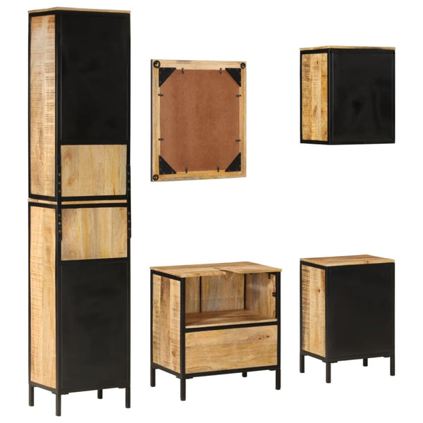 vidaXL Ensemble de meubles de salle de bain 5 pièces en fer et bois de manguier massif