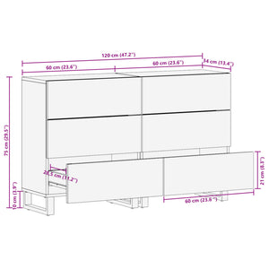 Massivholz Akazie Sideboard 60 cm 2er Set