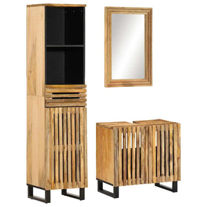 3-tlg Badmöbel Set Raues Mangoholz