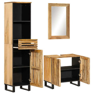3-tlg Badmöbel Set Raues Mangoholz
