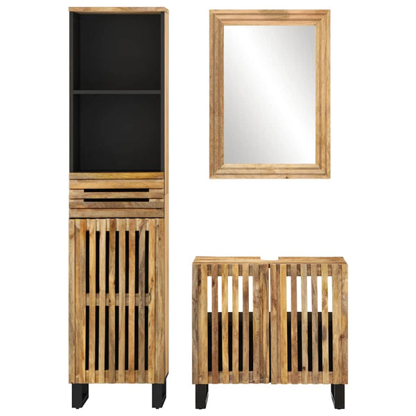 3-tlg Badmöbel Set Raues Mangoholz