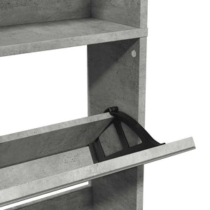 Schuhschrank mit Spiegel, Betongrau, 4 Fächer