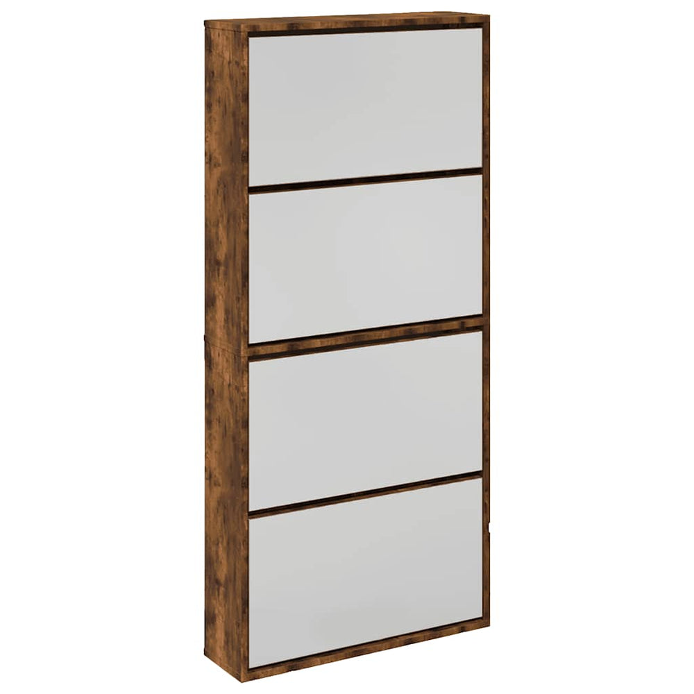 Schuhschrank mit Spiegel Räuchereiche 63x134 cm