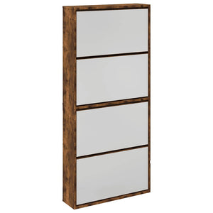Schuhschrank mit Spiegel Räuchereiche 63x134 cm