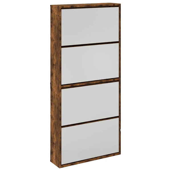 Schuhschrank mit Spiegel Räuchereiche 63x134 cm