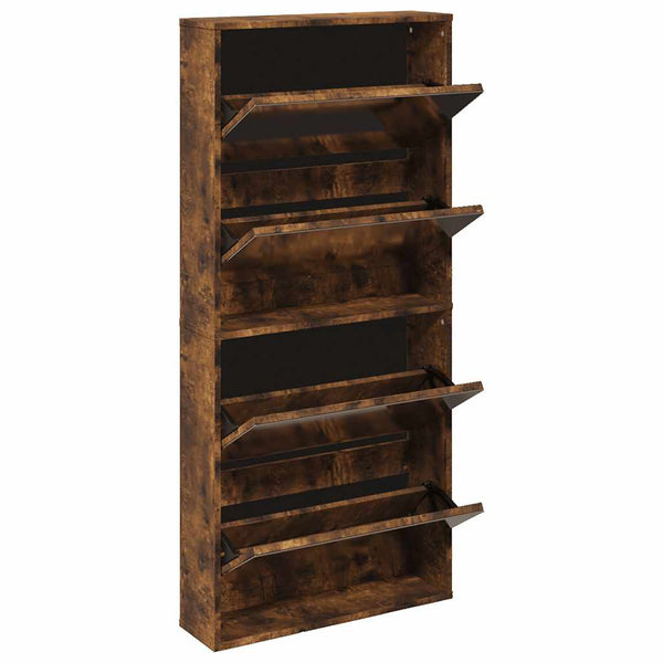 Schuhschrank mit Spiegel Räuchereiche 63x134 cm