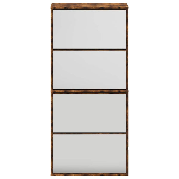 Schuhschrank mit Spiegel Räuchereiche 63x134 cm