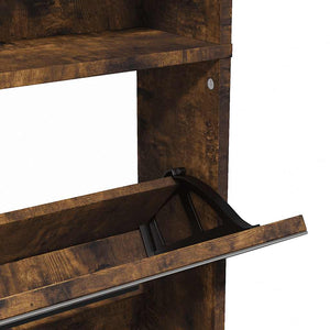 Schuhschrank mit Spiegel Räuchereiche 63x134 cm