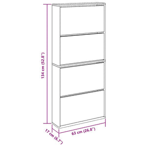 Schuhschrank mit Spiegel Räuchereiche 63x134 cm