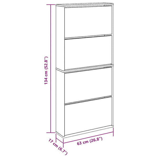 Schuhschrank mit Spiegel Räuchereiche 63x134 cm