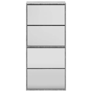 Schuhschrank mit Spiegel, 4 Fächer, Grau/Sonoma