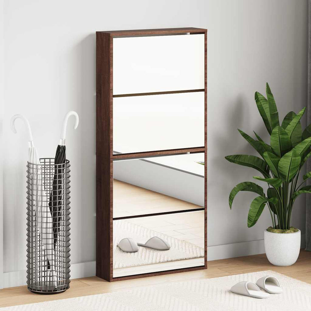 Schuhschrank mit Spiegel Eiche-Optik