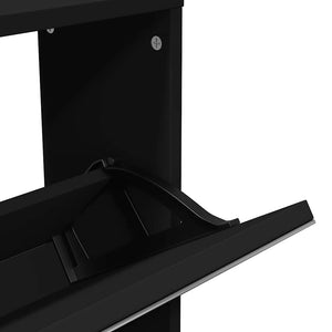 Schuhschrank mit Spiegel, 5 Fächer, Schwarz