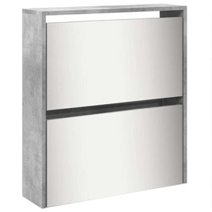 vidaXL Meuble à chaussures avec miroir 5 compartiments gris béton 63x17x169,5 cm