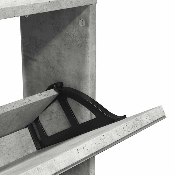 vidaXL Meuble à chaussures avec miroir 5 compartiments gris béton 63x17x169,5 cm