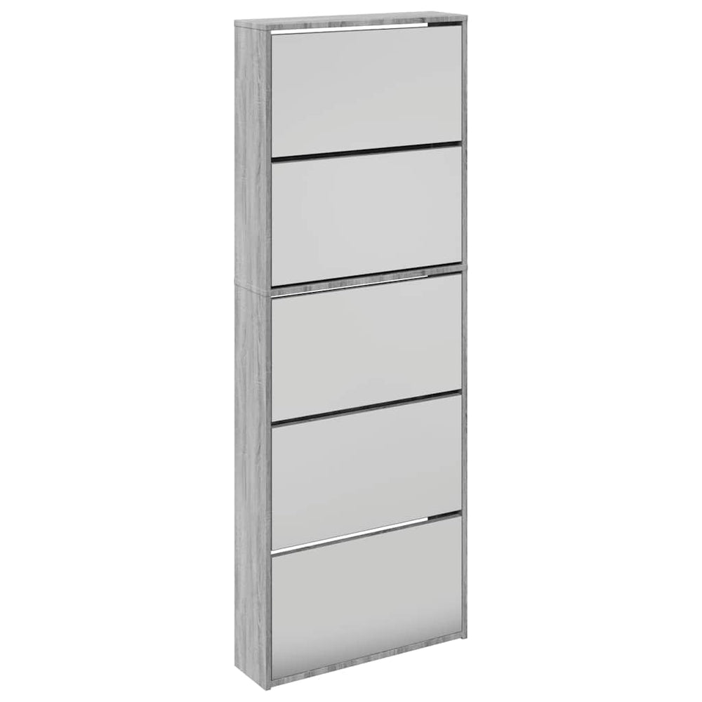 Schuhschrank mit Spiegel Grau Sonoma 63x17x169,5 cm