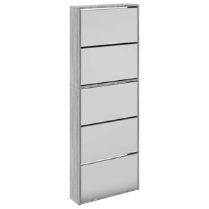 Schuhschrank mit Spiegel Grau Sonoma 63x17x169,5 cm