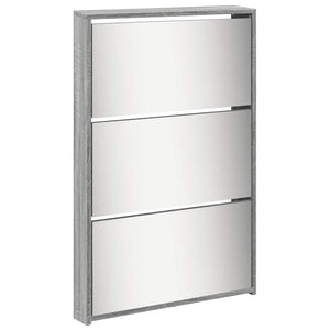 Schuhschrank mit Spiegel Grau Sonoma 63x17x169,5 cm