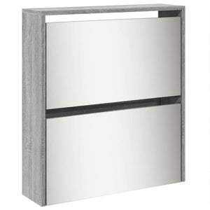 Schuhschrank mit Spiegel Grau Sonoma 63x17x169,5 cm
