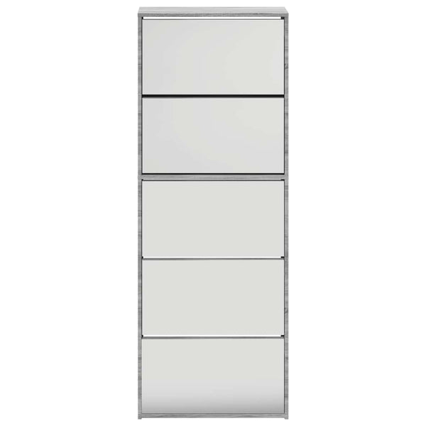 Schuhschrank mit Spiegel Grau Sonoma 63x17x169,5 cm