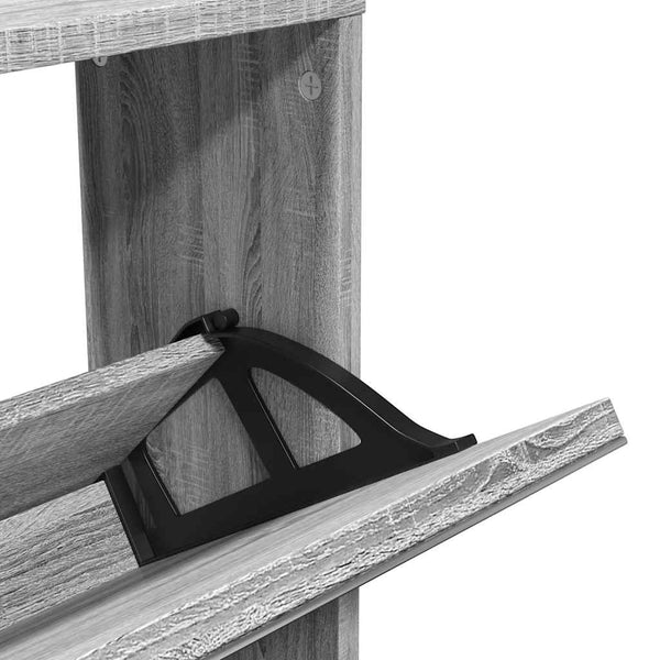 Schuhschrank mit Spiegel Grau Sonoma 63x17x169,5 cm