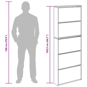Schuhschrank mit Spiegel Grau Sonoma 63x17x169,5 cm