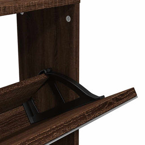 Schuhschrank mit Spiegel, 5 Fächer, Braun Eiche