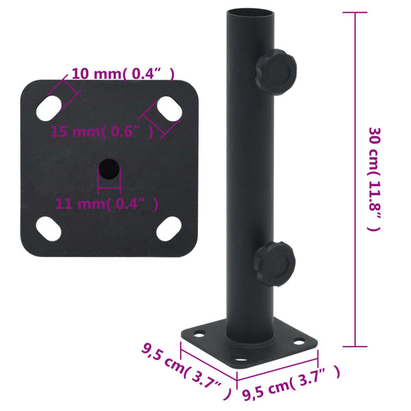Sonnenschirmständer Mattschwarz für Ø32-38mm Schirmmast