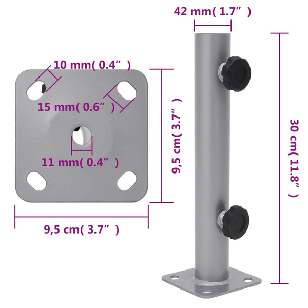 Sonnenschirmständer Stahl Silber für Ø32-38mm Schirme