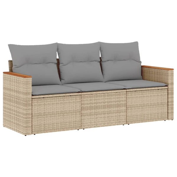vidaXL Salon de jardin 3 pcs avec coussins Mélange beige Résine tressée