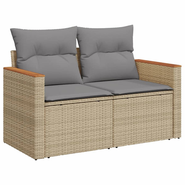 vidaXL Salon de jardin 3 pcs avec coussins Mélange beige Résine tressée
