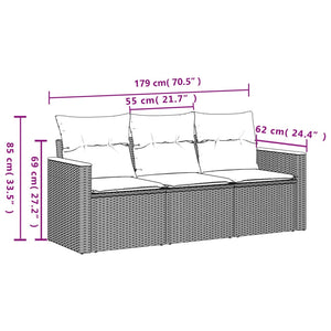 vidaXL Salon de jardin 3 pcs avec coussins Mélange beige Résine tressée