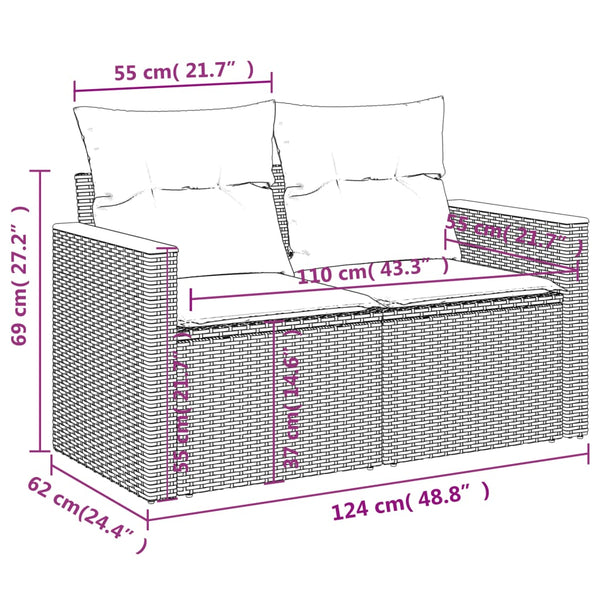 vidaXL Salon de jardin 3 pcs avec coussins Mélange beige Résine tressée