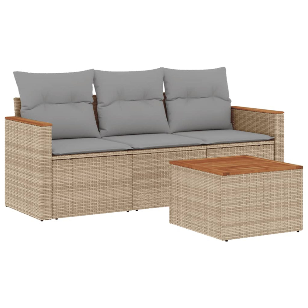vidaXL Ensemble de canapés de jardin 4 pcs avec coussins en résine tressée mélangée beige