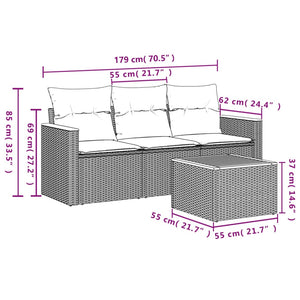 4-tlg. Garten Sofagarnitur Poly Rattan Beige