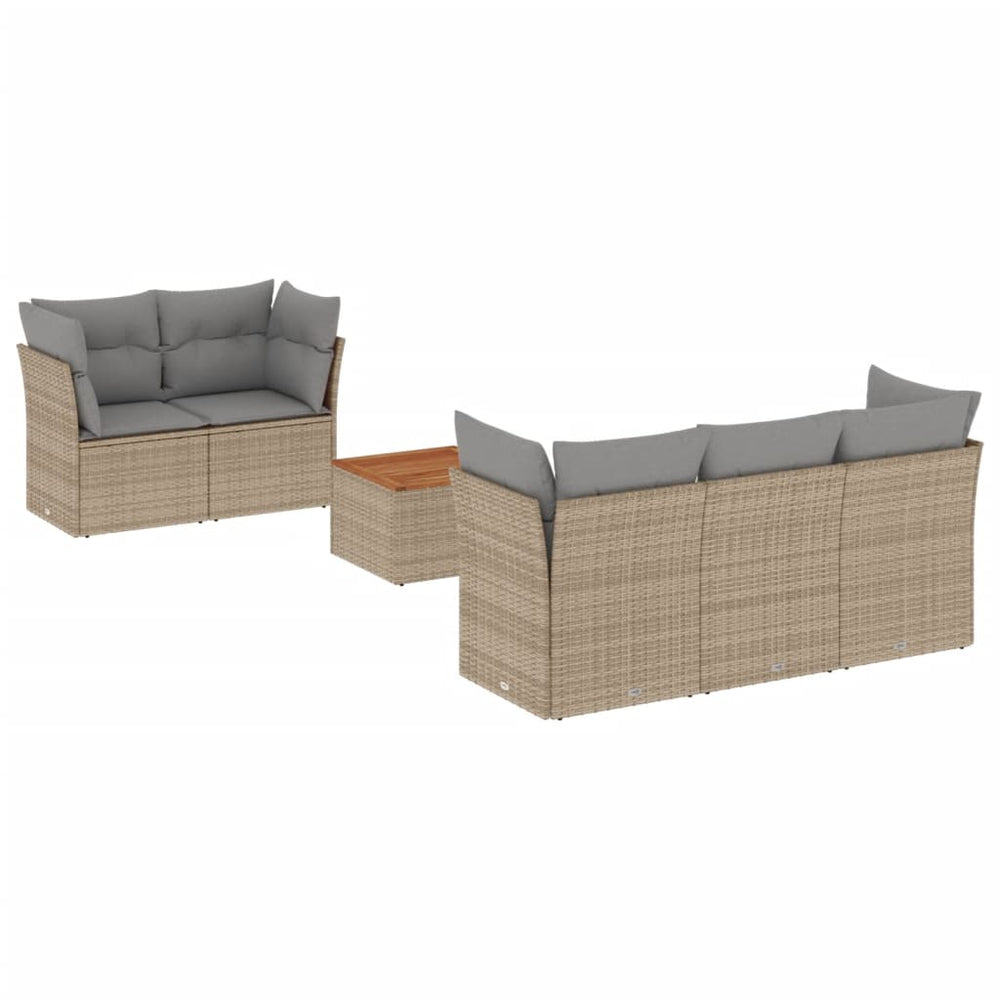 vidaXL Ensemble de canapés de jardin 6 pcs avec coussins mélange beige résine tressée