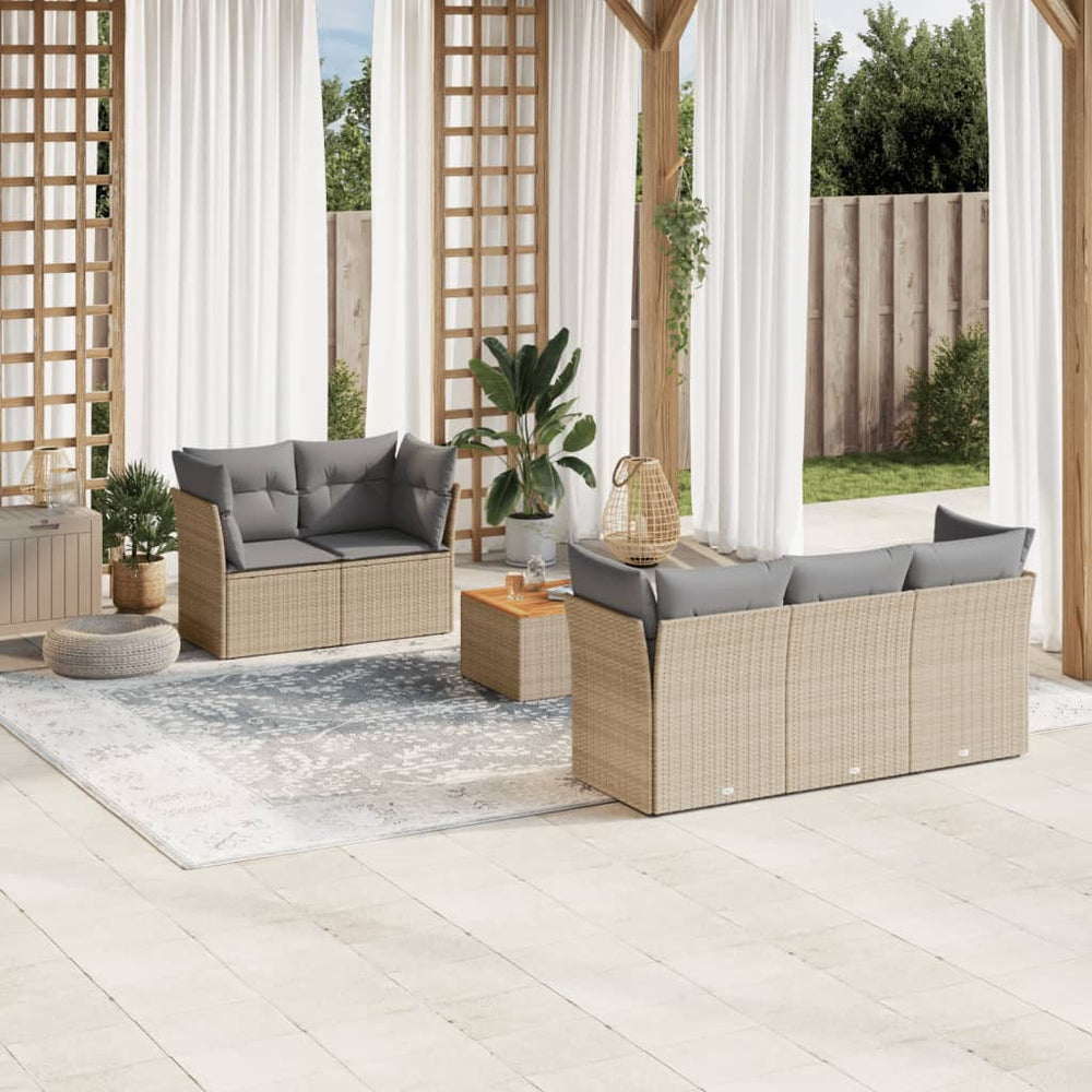 vidaXL Ensemble de canapés de jardin 6 pcs avec coussins mélange beige résine tressée