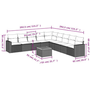 10-teilige Garten Sofagarnitur Beige Poly Rattan