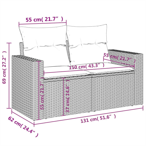 10-teilige Garten Sofagarnitur Beige Poly Rattan