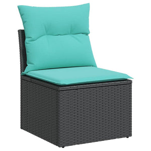 12-tlg. Garten Sofagarnitur Schwarz Poly Rattan mit Kissen