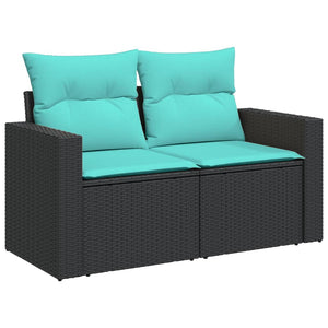 12-tlg. Garten Sofagarnitur Schwarz Poly Rattan mit Kissen