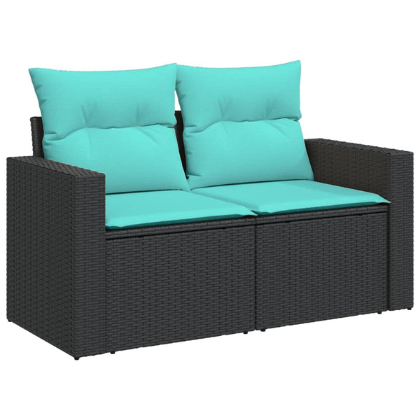 12-tlg. Garten Sofagarnitur Schwarz Poly Rattan mit Kissen