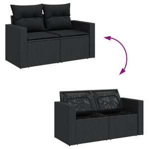 13-tlg. Garten Sofagarnitur Schwarz Poly Rattan