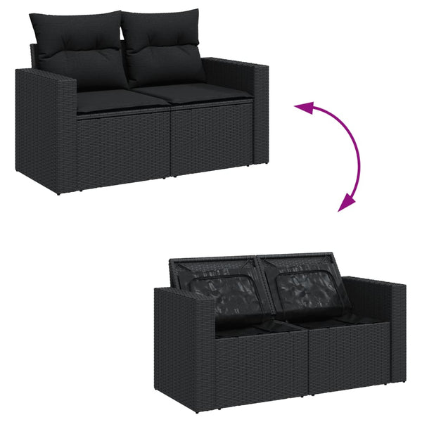 13-tlg. Garten Sofagarnitur Schwarz Poly Rattan