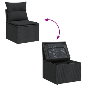 13-tlg. Garten Sofagarnitur Schwarz Poly Rattan