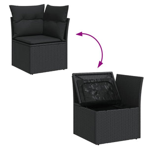 13-tlg. Garten Sofagarnitur Schwarz Poly Rattan